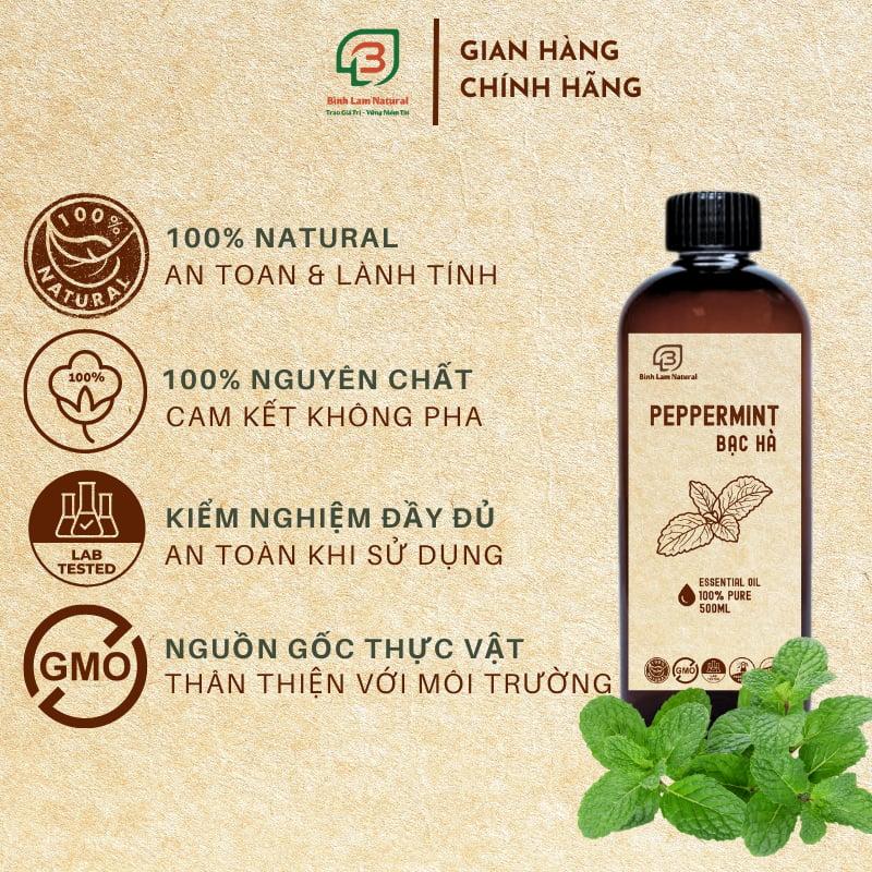 Combo 02 Tinh dầu bạc hà nguyên chất giải cảm, kháng khuẩn, đuổi muỗi Bình Lam Natural 500ml