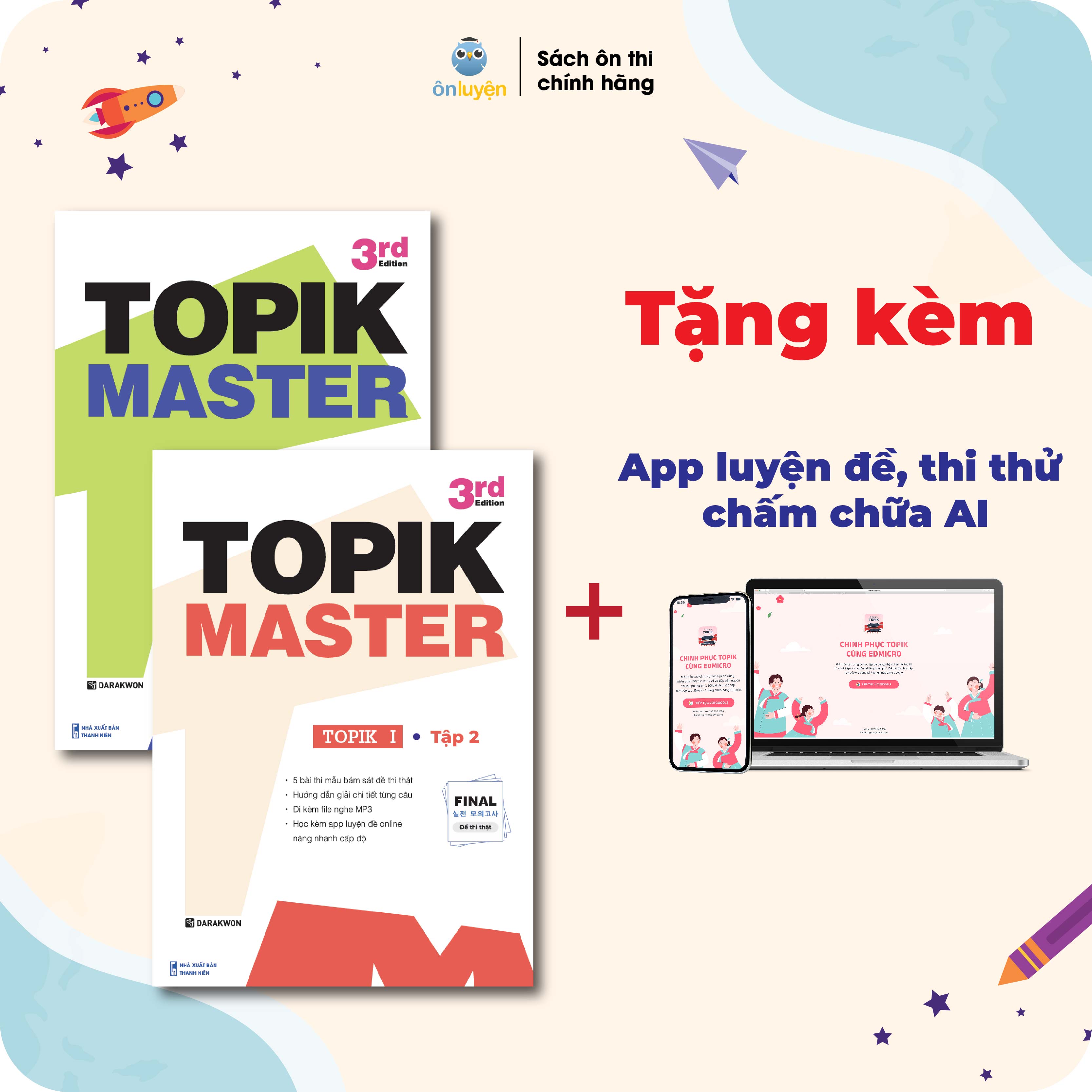 Hình ảnh Sách TOPIK MASTER - Luyện đề TOPIK I + TOPIK II với Đề thi mẫu chuẩn cấu trúc, có chấm chữa chi tiết