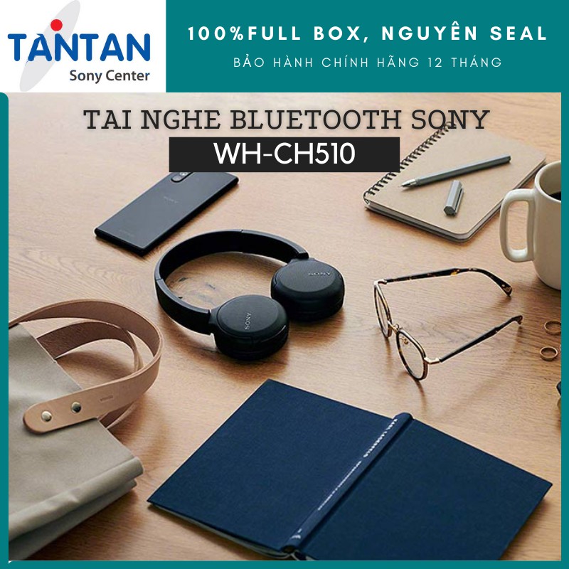 Tai Nghe Choàng Đầu BLUETOOTH Sony WH-CH510 | Pin: 35h ,Sạc nhanh - Cổng USB Type-C - Bluetooth 5.0 - Microphone | Hàng Chính Hãng