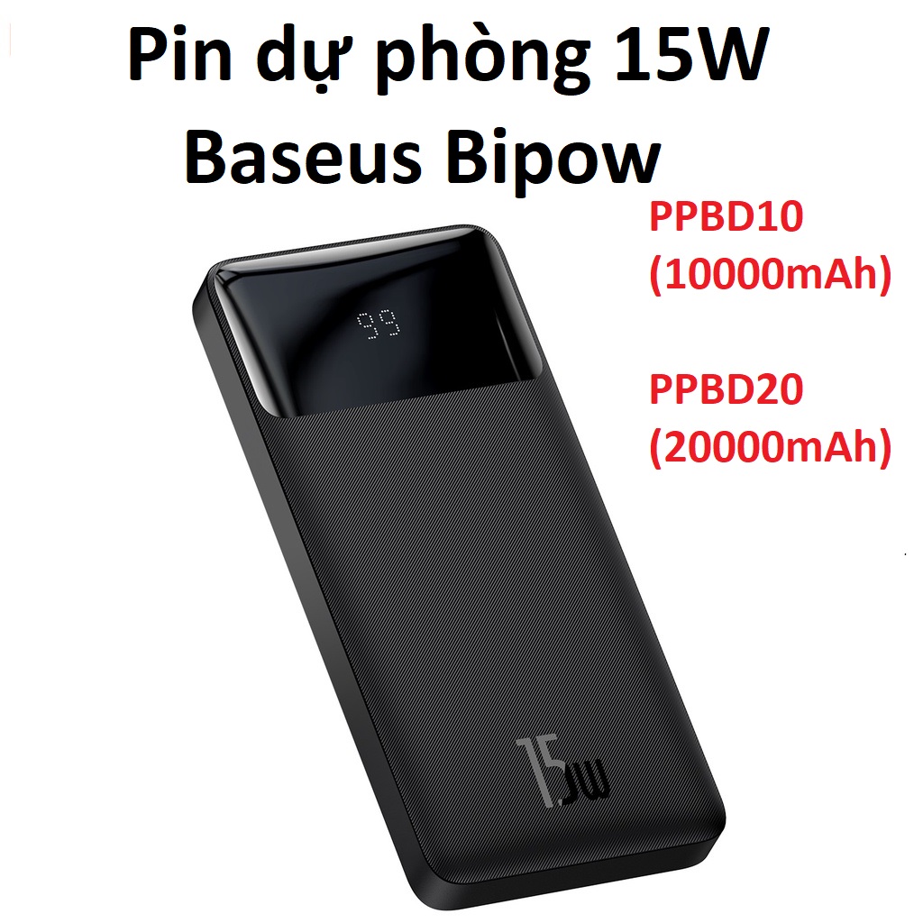 Pin dự phòng 15W Baseus Bipow  PPBD10 / PPBD20 _ Hàng chính hãng