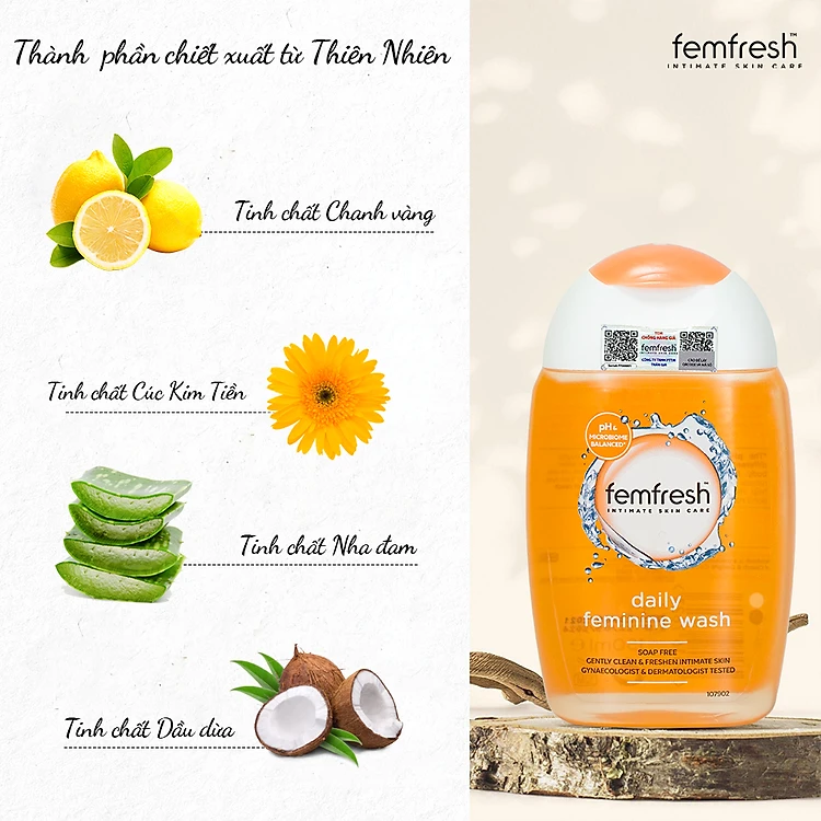 Dung dịch vệ sinh Anh Femfresh soothing wash giúp làm sạch sẽ, thơm mát, ngăn ngừa viêm, ngứa, nấm phụ khoa - QuaTangMe Extaste