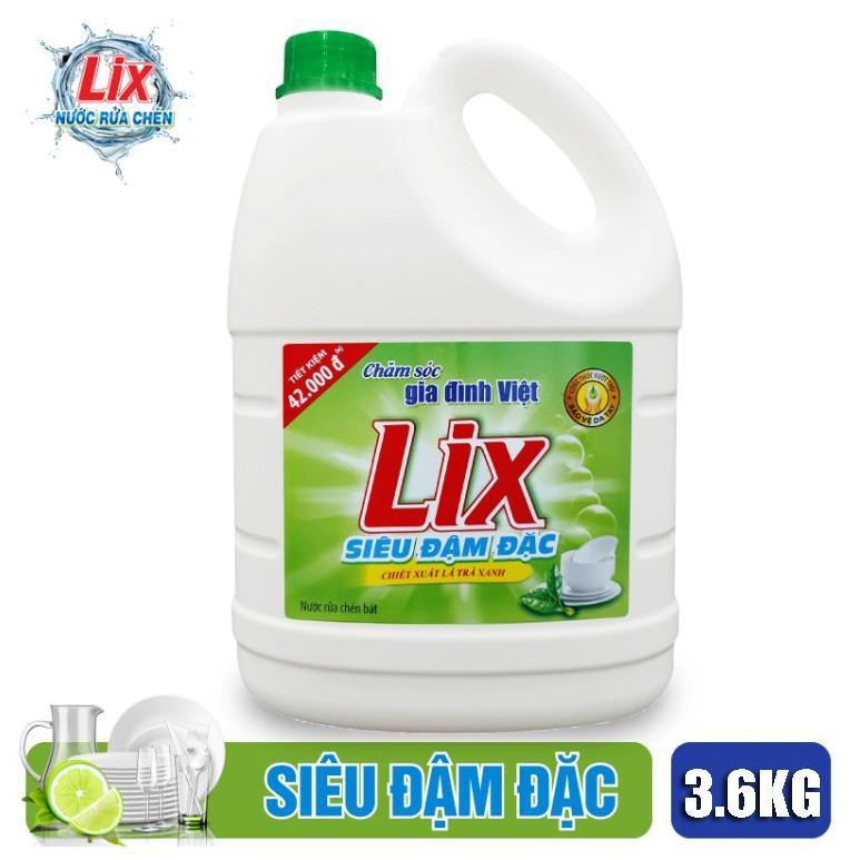 Combo 2 Nước Rửa Chén Lix Siêu Đậm Đặc Tinh Chất Trà Xanh 3.6Kg/Canx2