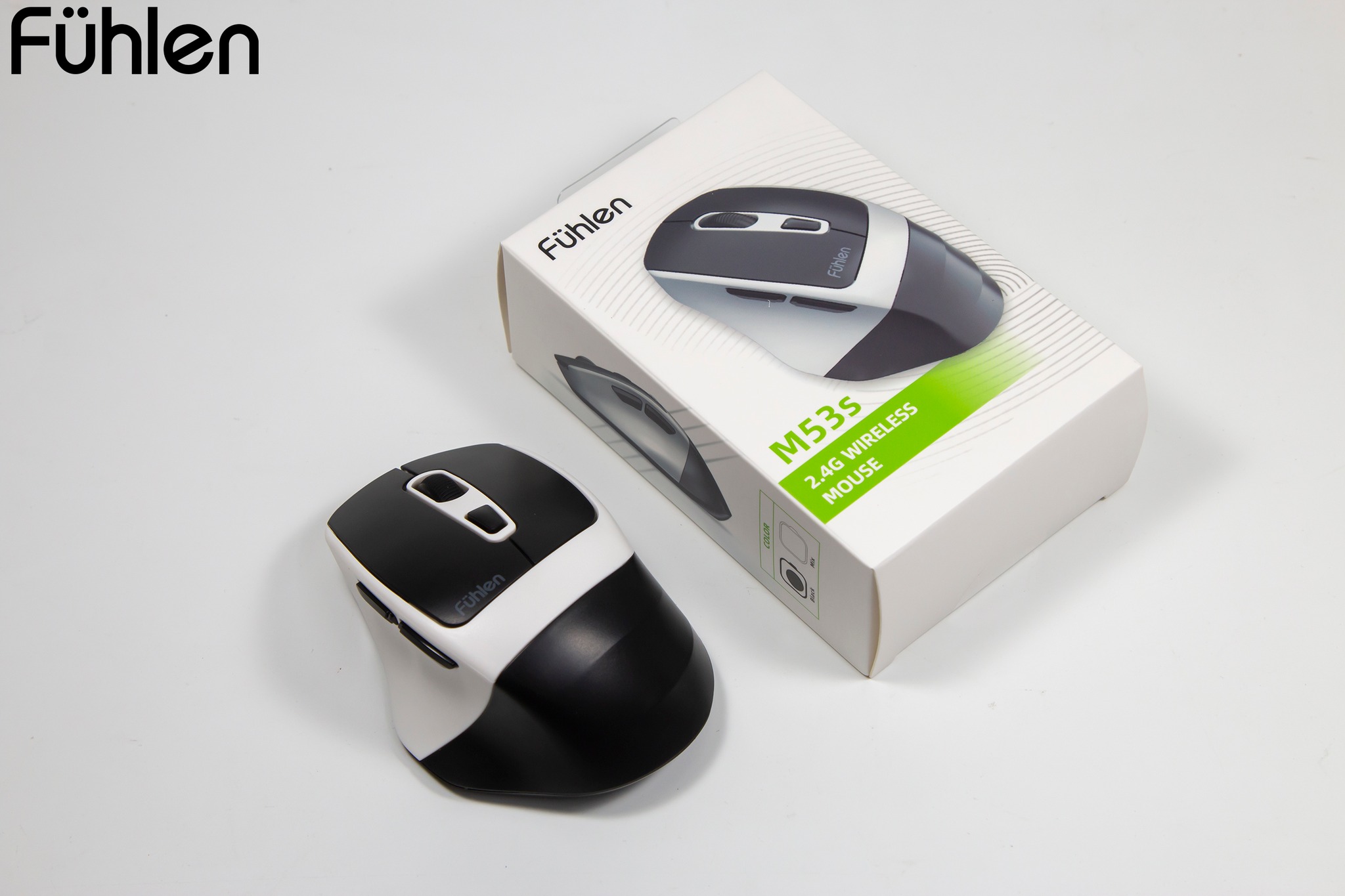 Chuột không dây Silent Fuhlen M53s Công thái học, Pin trâu, siêu nhạy, Tặng kèm pin, BH 2 năm- Hàng chính hãng