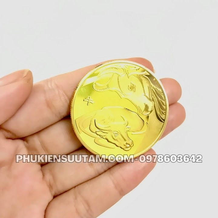 Xu 12 Con Giáp Tuổi Sửu, đường kính: 4cm, màu vàng - SP005818