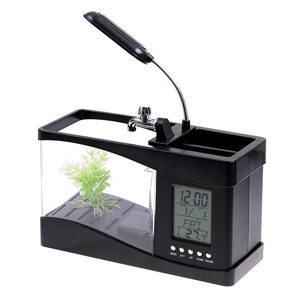 Bể cá mini có máy bơm, có màn hình LCD, thiết kế sáng tạo, có hai màu tùy chọn