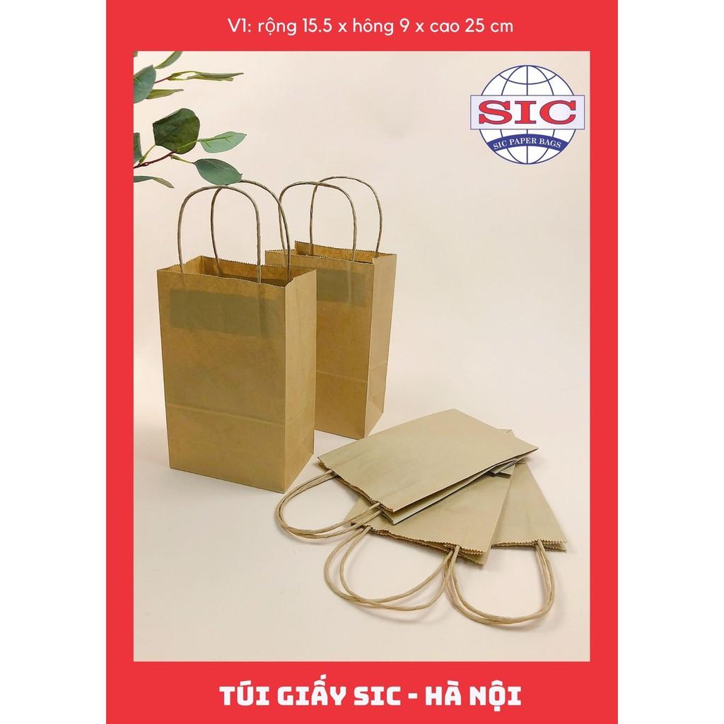 10 CHIẾC TÚI GIẤY KRAFT V1: 15.5x9x25 CÓ QUAI ( ẢNH THẬT)