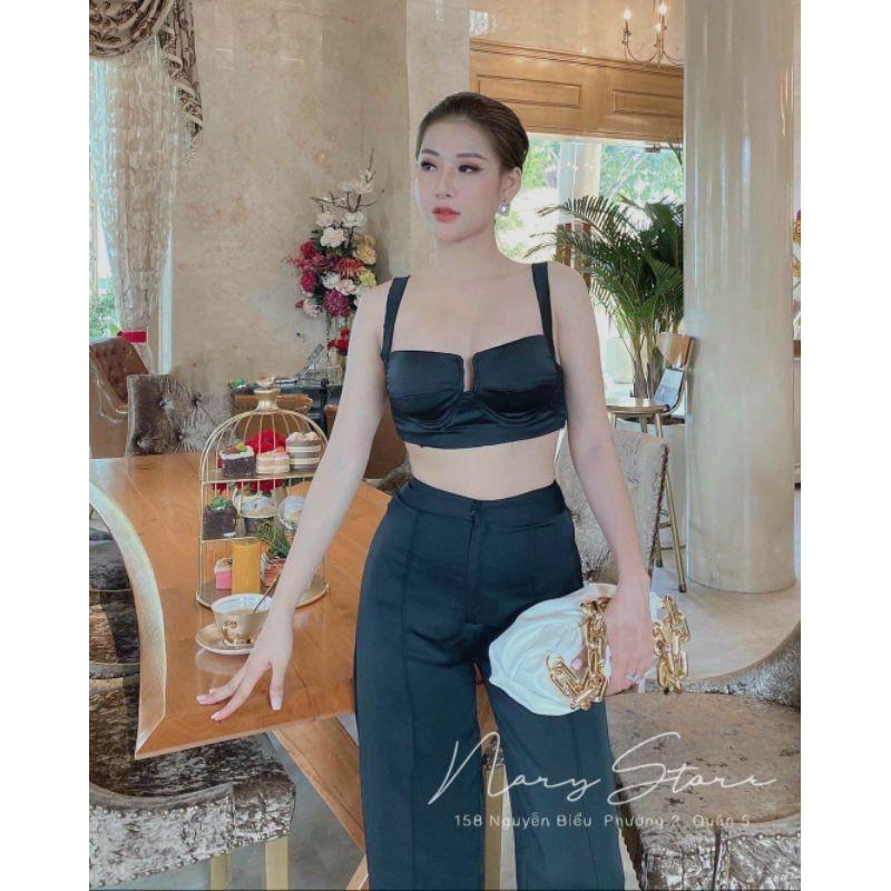 Sét áo croptop 2 dây quần suông