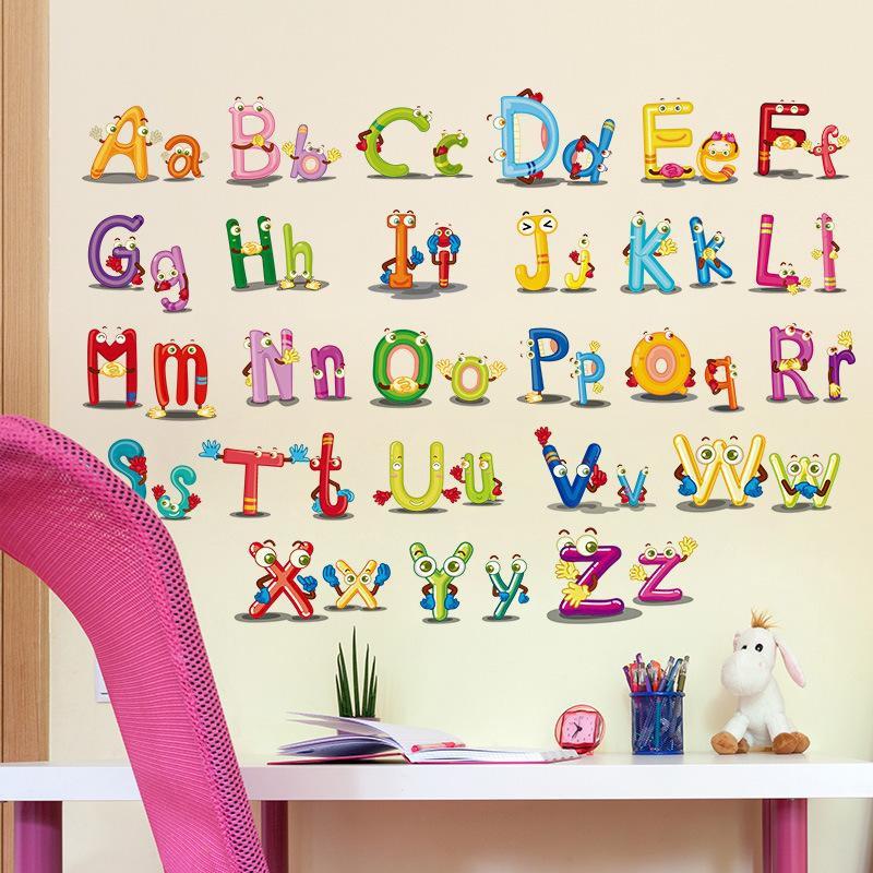 Decal dán tường Bảng chữ cái mắt 01
