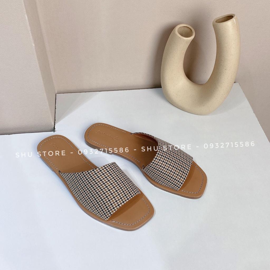DÉP ĐẾ BỆT XINH XẮN SHU STORE - DÉP BẢN NGANG MŨI VUÔNG QUAI XÉO TO