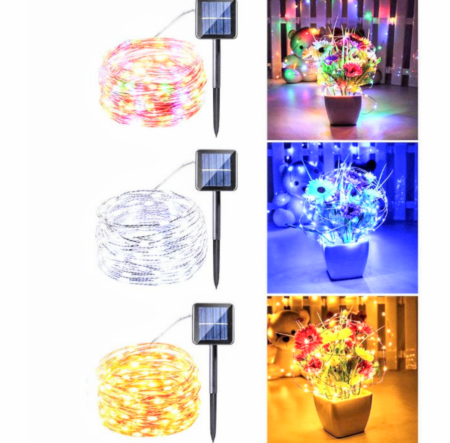 BỘ ĐÈN LED TRANG TRÍ NHẤP NHÁY NHIỀU MÀU SẮC DÀI 20M SỬ DỤNG ĐIỆN NĂNG LƯỢNG MẶT TRỜI CẢM BIẾN ÁNH SÁNG TỰ ĐỘNG BẬT TẮT ĐÈN THÔNG MINH HÀNG LOẠI TỐT