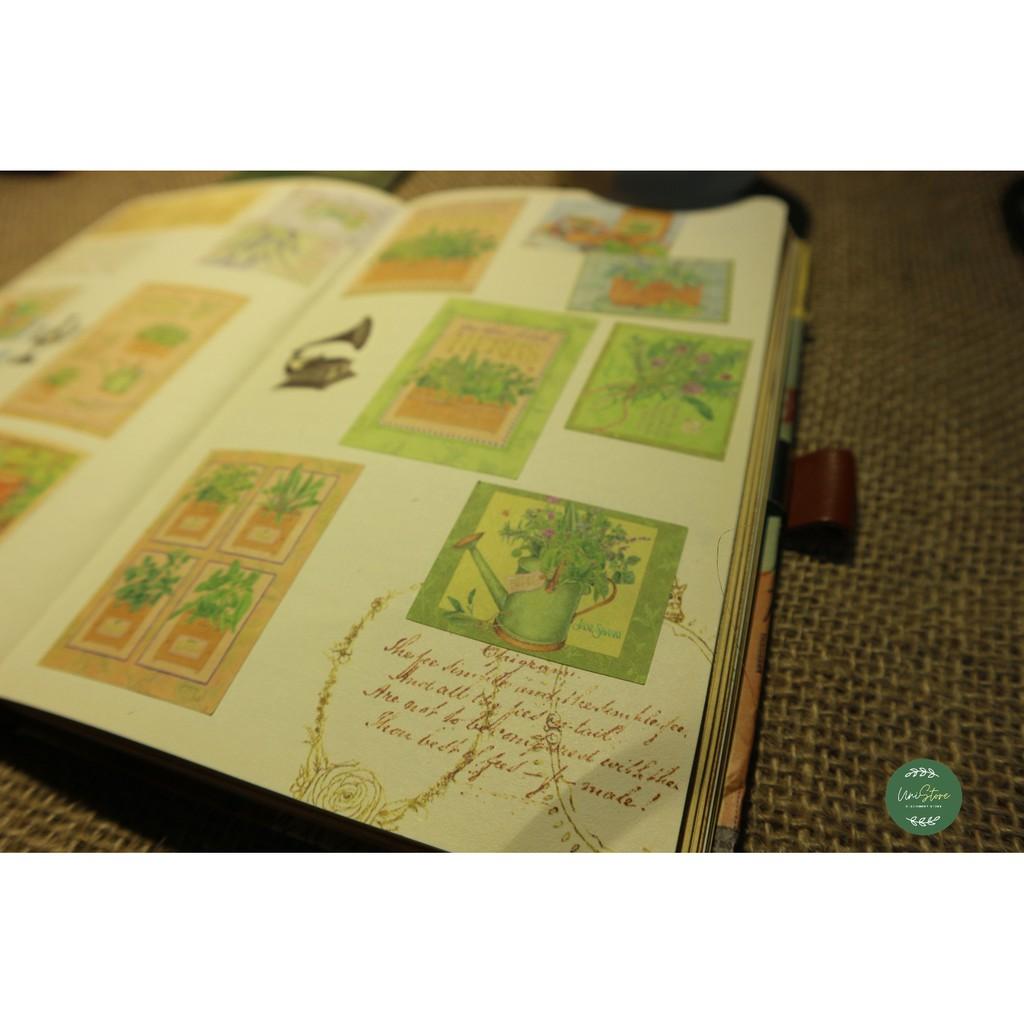 sticker phong cách cổ điển - sticker vintage green garden - uni004