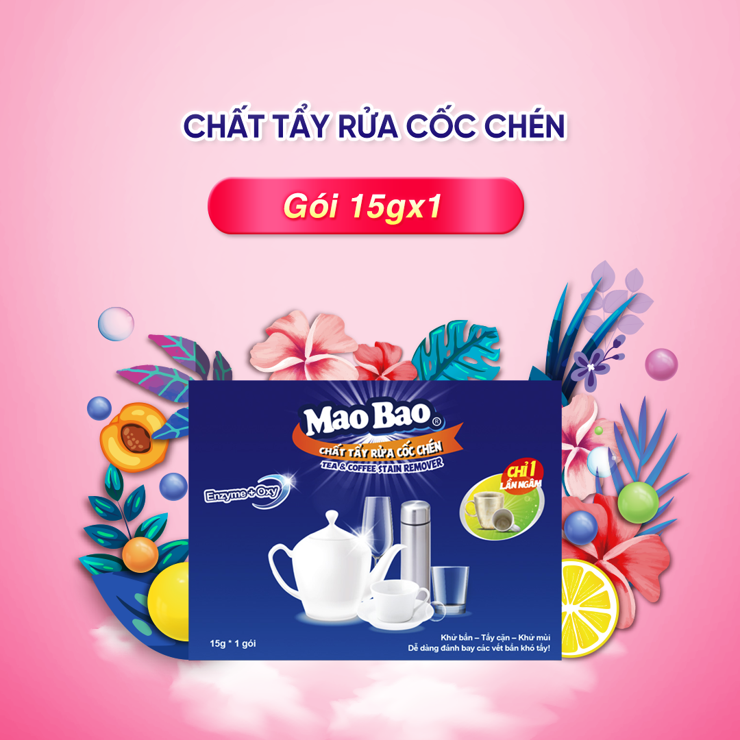 Chất Tẩy Rửa Cốc Chén Siêu Sáng Bóng Mao Bao 15g x1 gói