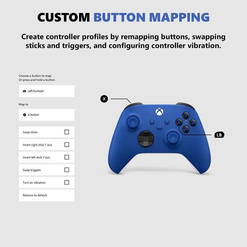 Gamepad Không dây Bluetooth Xbox One X Blue - cho máy tính, laptop, smartphone, máy tính bảng, máy game