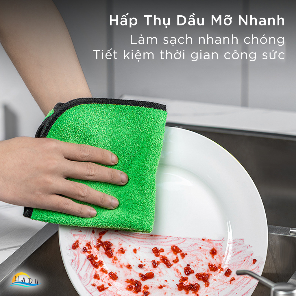 [4 Cái] Khăn Lau Bếp Đa Năng Siêu Thấm Siêu Sạch 30x30 Dày Hai Lớp Nhiều Màu Cao Cấp Đạt Chất Lượng Đức CCKO