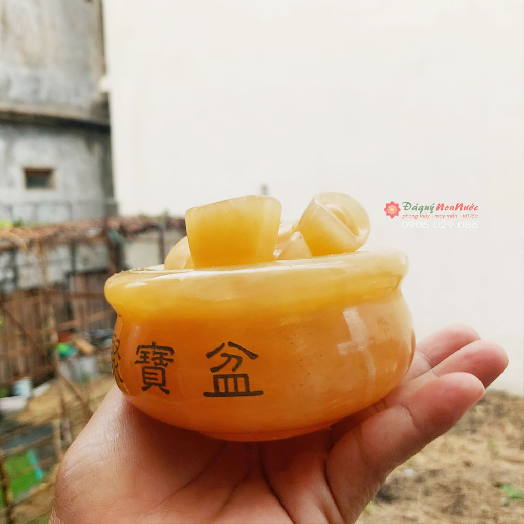 Hũ vàng tài lộc phong thủy đá Ngọc hoàng long đá Non Nước