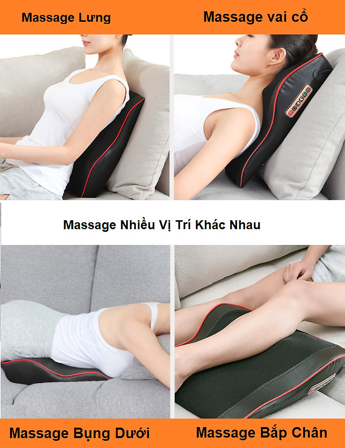 Gối Massage Hồng Ngoại 20 bi- Phiên Bản 2022 - Có túi khí - mátxa Cổ, Vai, Gáy, Toàn Thân Đa Năng Hỗ Trợ Giảm Đau Nhức Hiệu Quả An Toàn Khi Dùng Thích Hợp Cho Mọi Lứa Tuổi