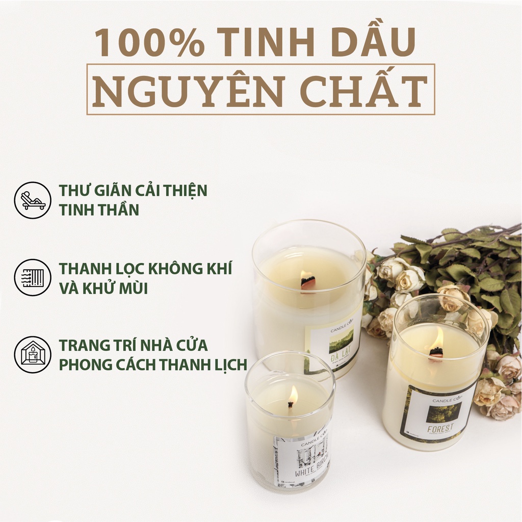 Nến Thơm Phòng Ngủ Candle Cup - Hương GOODNIGHT , Thư Giãn Stress, Khử Mùi, Tạo Hương Thơm Thiên Nhiên Cho Không Gian Mở