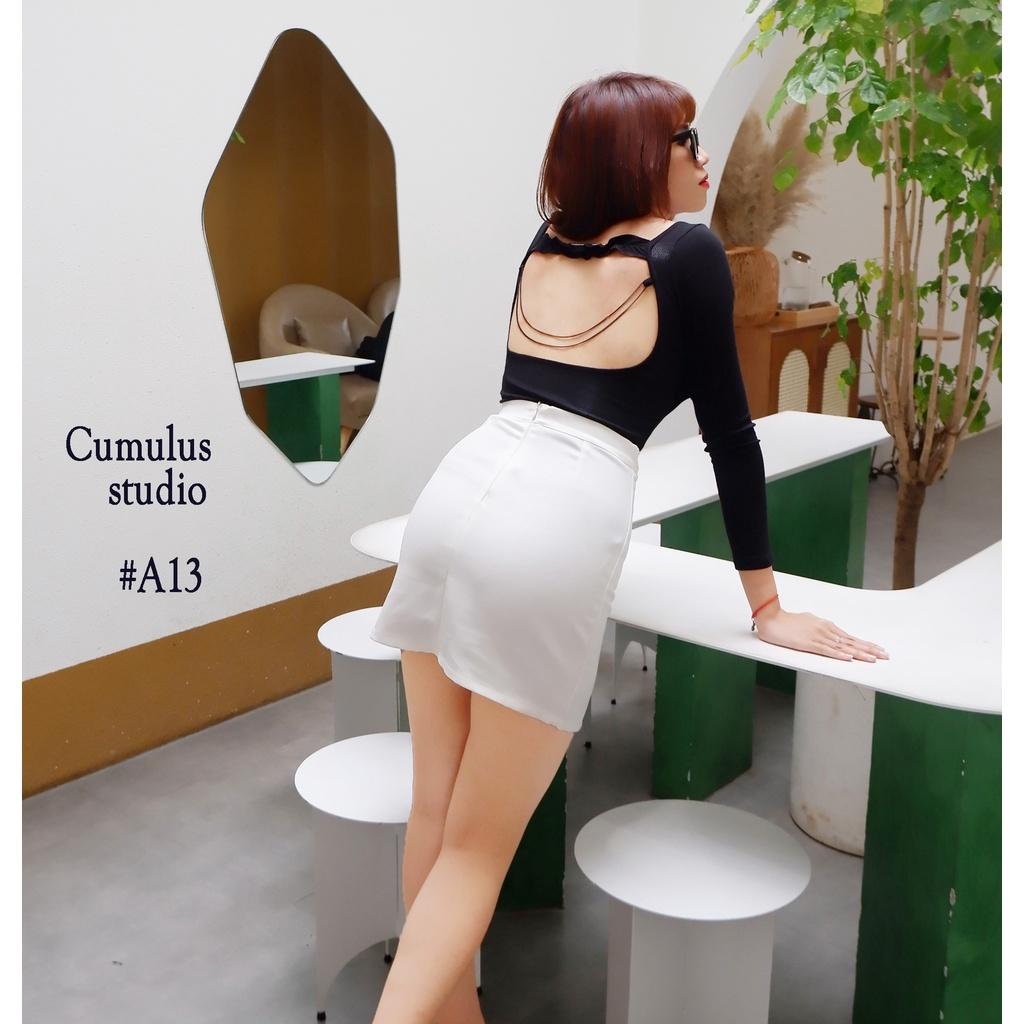 Áo thun dài tay khoét lưng sexy Cumulus chất thun gân lụa A13