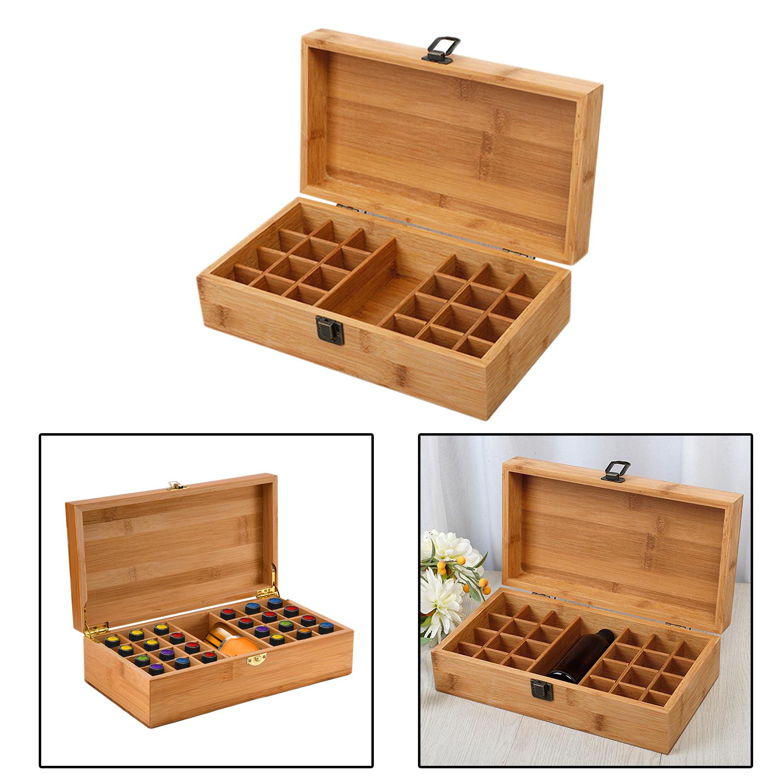 24 Bottles Essential Oil Storage Box Wood Aromatherapy Holder Case