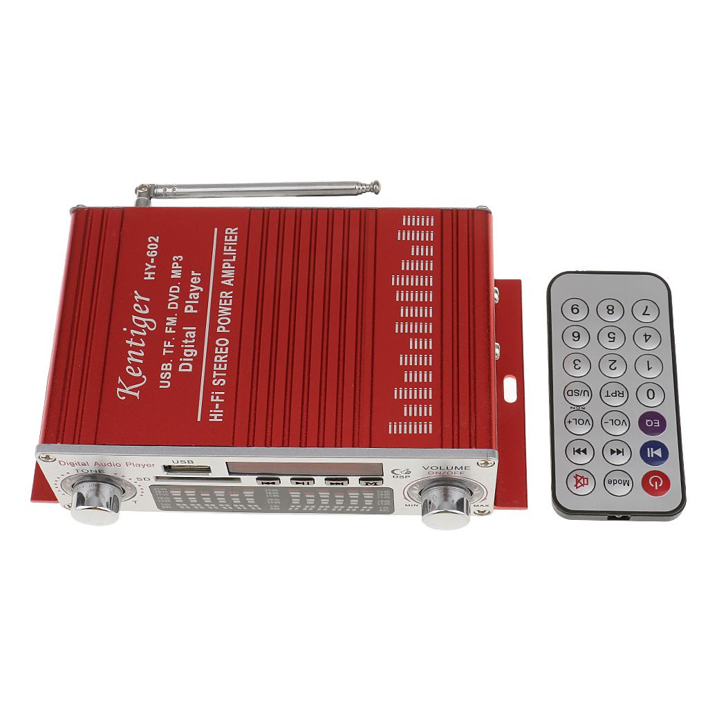 DC 12V 20WX2 Remote Mini Hi-Fi Digital Stereo Audio Amplifier USB SD FM DVD