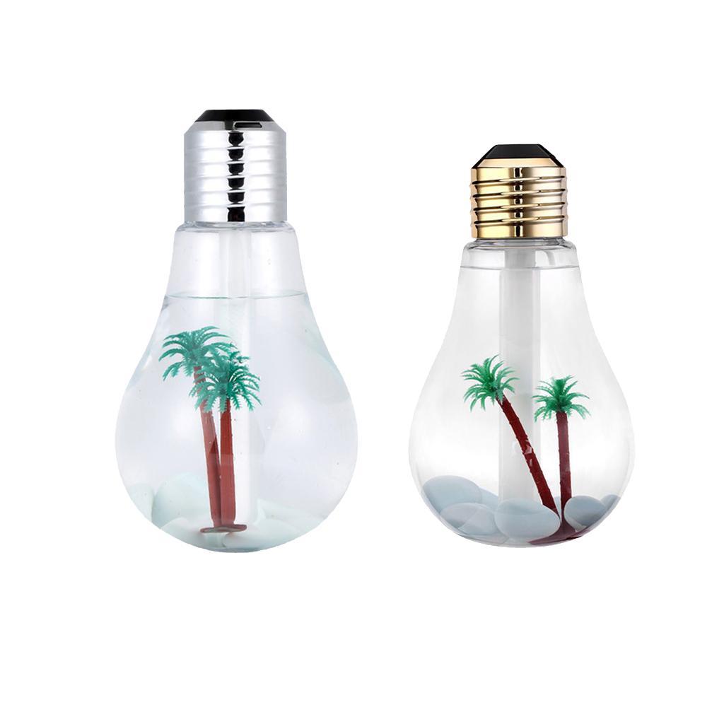Portable 400ML LED Bulb Humidifier Colorful Light USB Diffuser Air Purifier