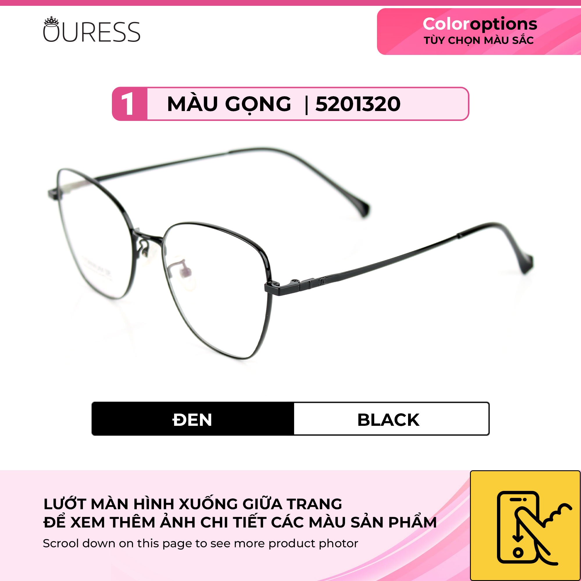 Gọng kính cận S13219 và 5201320 chất liệu titan thời trang mắt kính OURESS nam nữ siêu nhẹ siêu bền