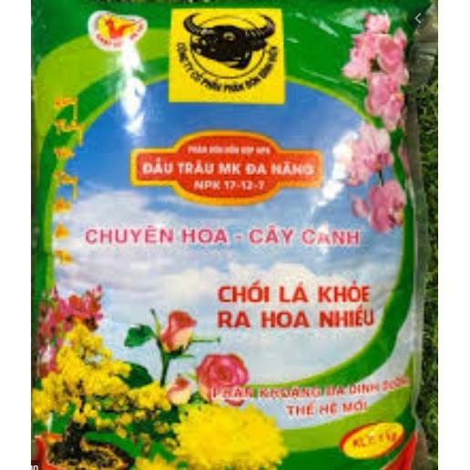 Phân bón Đầu Trâu đa năng NPK 17-12-7+TE chuyên hoa cây cảnh chồi lá khỏe ra hoa nhiều 1kg