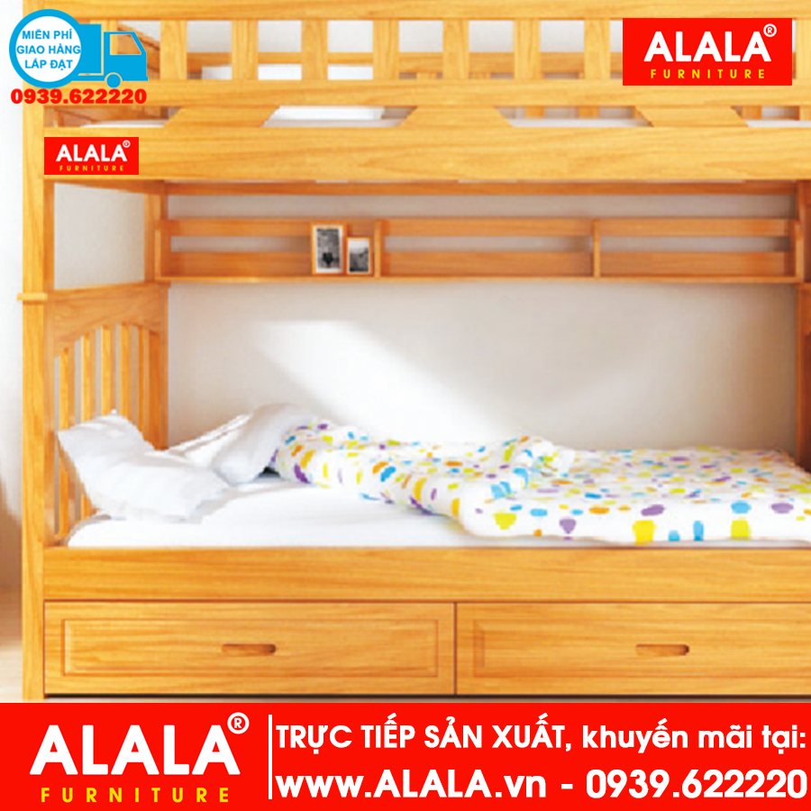 Giường tầng ALALA106 gỗ thông nhập khẩu - www.ALALA.vn® - Za.lo: 0939.622220