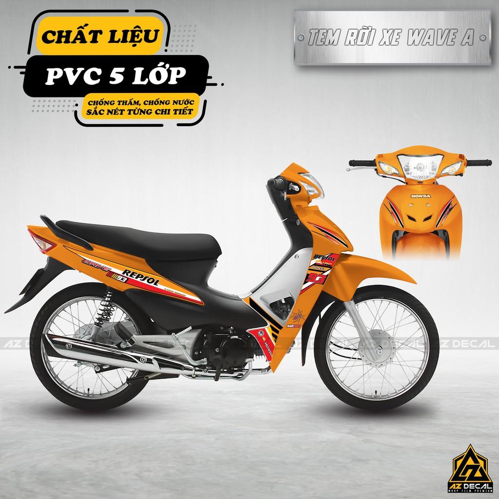 Tem Xe Wave Alpha Chủ Đề Repsol Edition Cam | WA061609RS | Tem PVC Cao Cấp Chính Xác Từng Chi Tiết