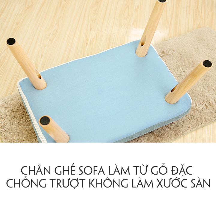 Ghế SOFA Đơn Kèm Đôn Ghế Cao Cấp Bằng Gỗ Bọc Vải Thô Đa Năng Với Các Chế Độ Tựa, Ngả, Nằm