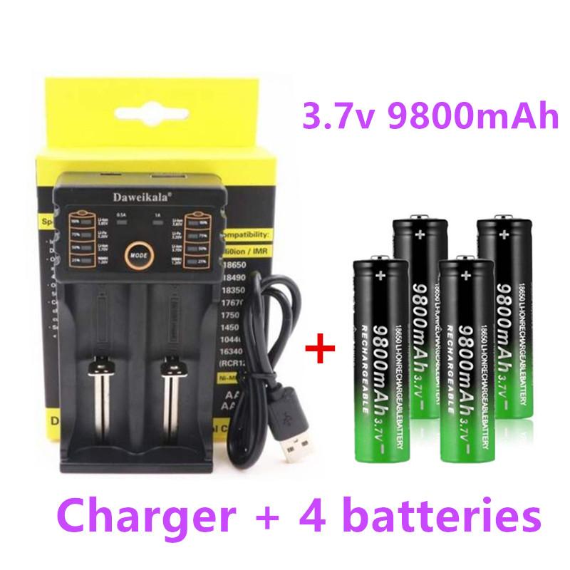 2022 New18650 Pin Chất Lượng Cao 9800MAh 3.7V 18650 Li-ion Pin Sạc Cho Đèn Pin Đèn Pin + Sạc Điện Áp Danh Định: 3.7V