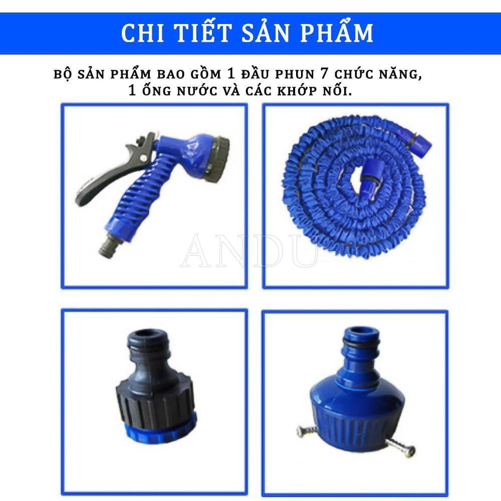 Vòi Xịt Nước Giãn Nở Thông Minh Xịt Rửa Tưới Cây Giãn Nở Kéo Dài 15m