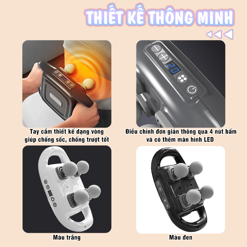 Máy massage đấm lưng và giãn cơ toàn thân 6 đầu Nikio NK-272 Pro - 9 chế độ, 20 cấp tốc độ mát xa
