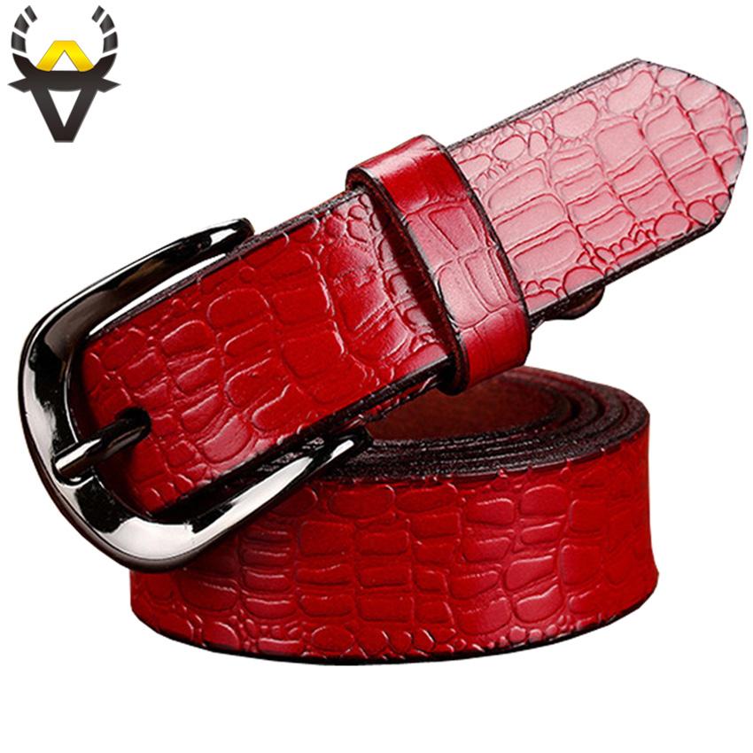 Thời Trang Da Thật Chính Hãng Da Cho Phụ Nữ Cá Sấu Thiết Kế Khóa Gài Thắt Lưng Người Phụ Nữ Chất Lượng Da Bò Dây Thắt Eo Nữ Rộng 2.8 cm