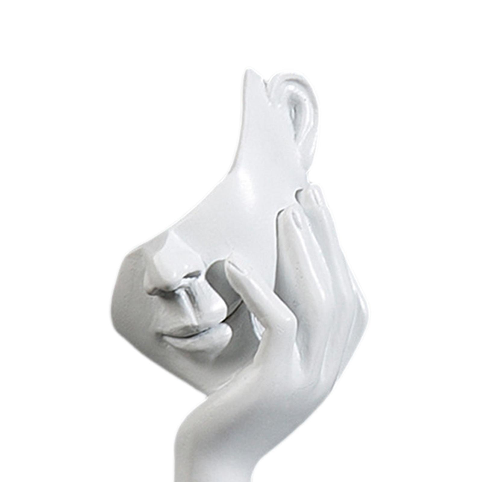 Resin Thinker Statue, Half Face Sculpture, Abstract Art Figurine, Decor Characters  Nordic Ornament for Bookcase, Home, Desk, Office