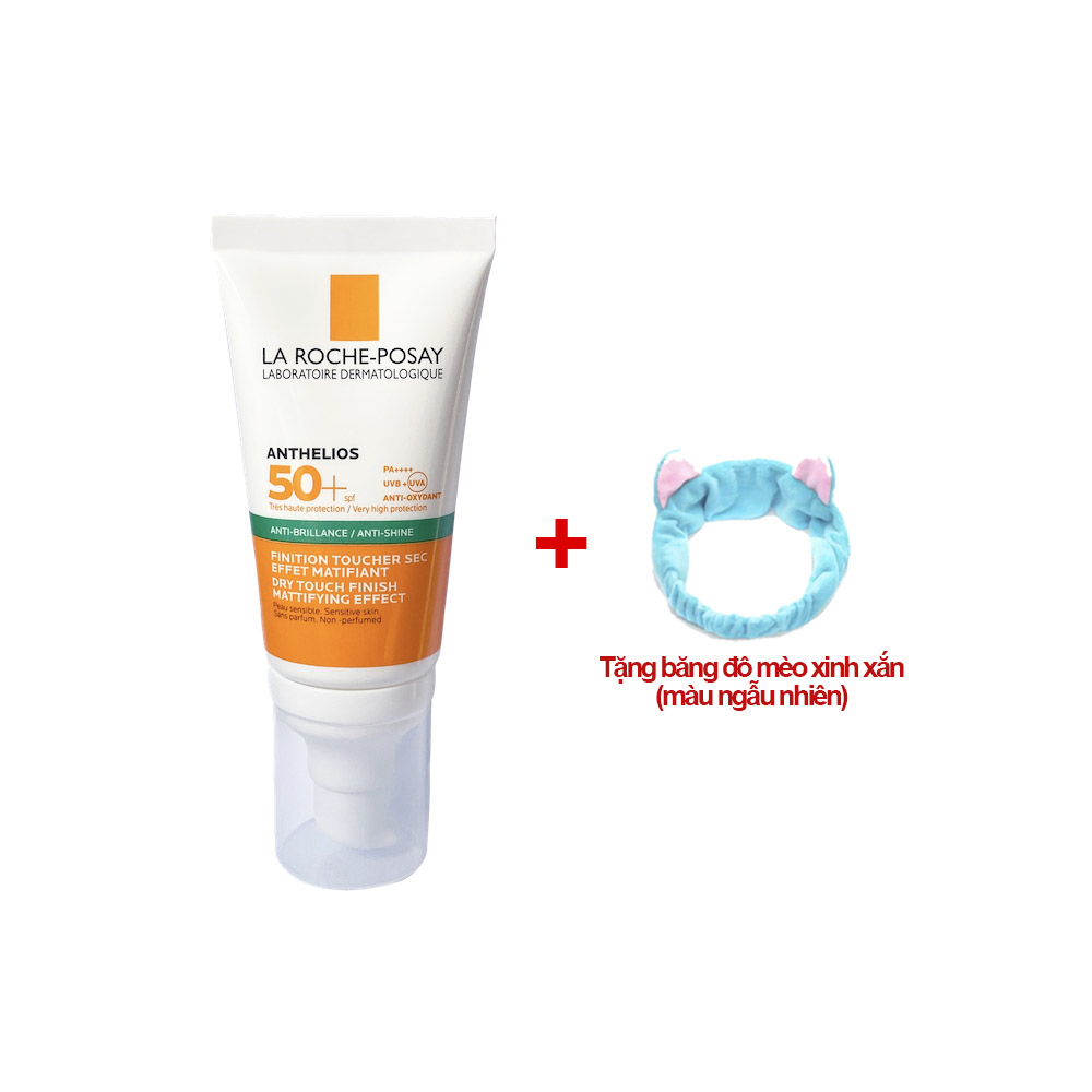 Kem Chống Nắng Không Màu Kiểm Soát Dầu La Roche-Posay Anthelios XL Dry Touch Gel-Cream SPF 50+ UVB &amp; UVA (50ml) tặng kèm băng đô mèo xinh xắn