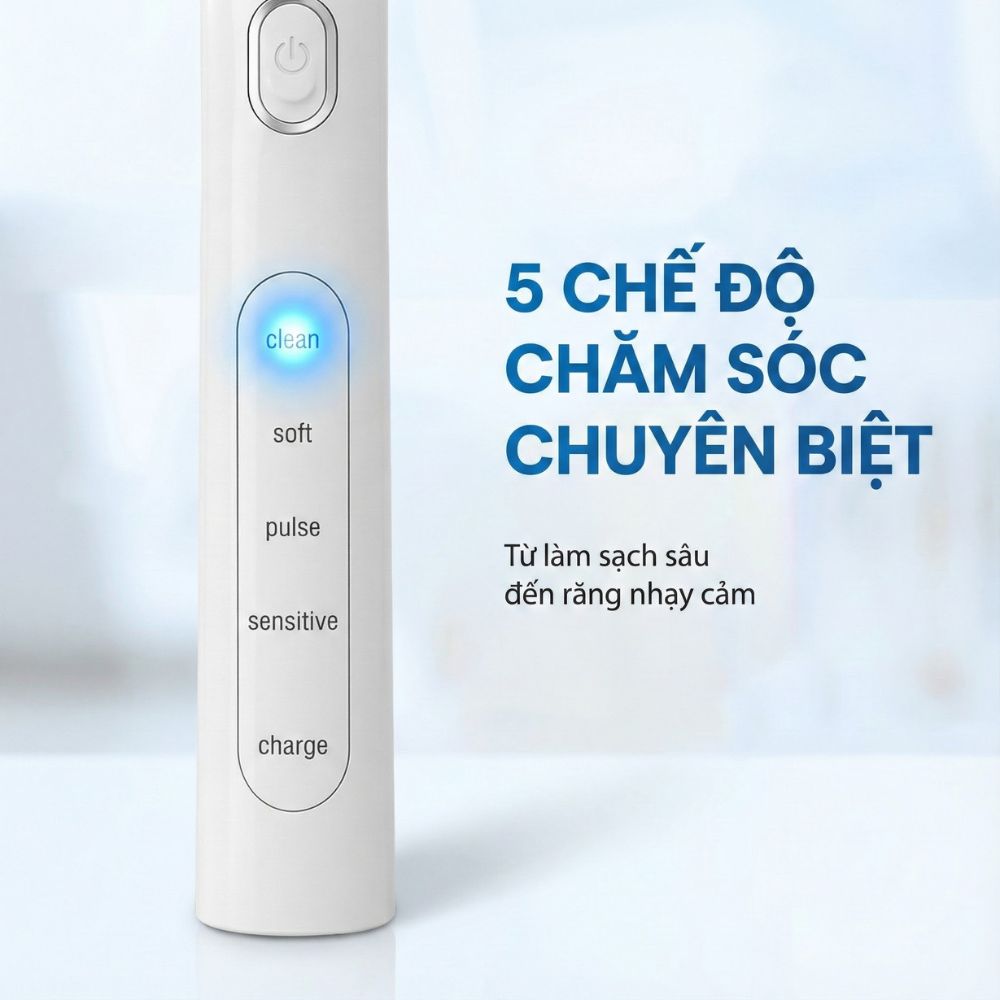 Bàn chải điện đầu xoay tròn Kachi MK361 kèm đế sạc không dây và 2 đầu bàn chải