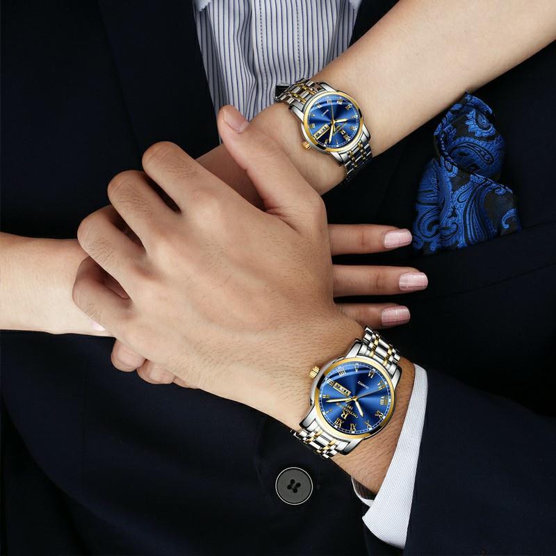 ĐỒNG HỒ NAM CAO CẤP ONTHEEDGE KÍNH TRÁNG SAPPHIRE DÂY KIM LOẠI KHÔNG GỈ + TẶNG KÈM PIN