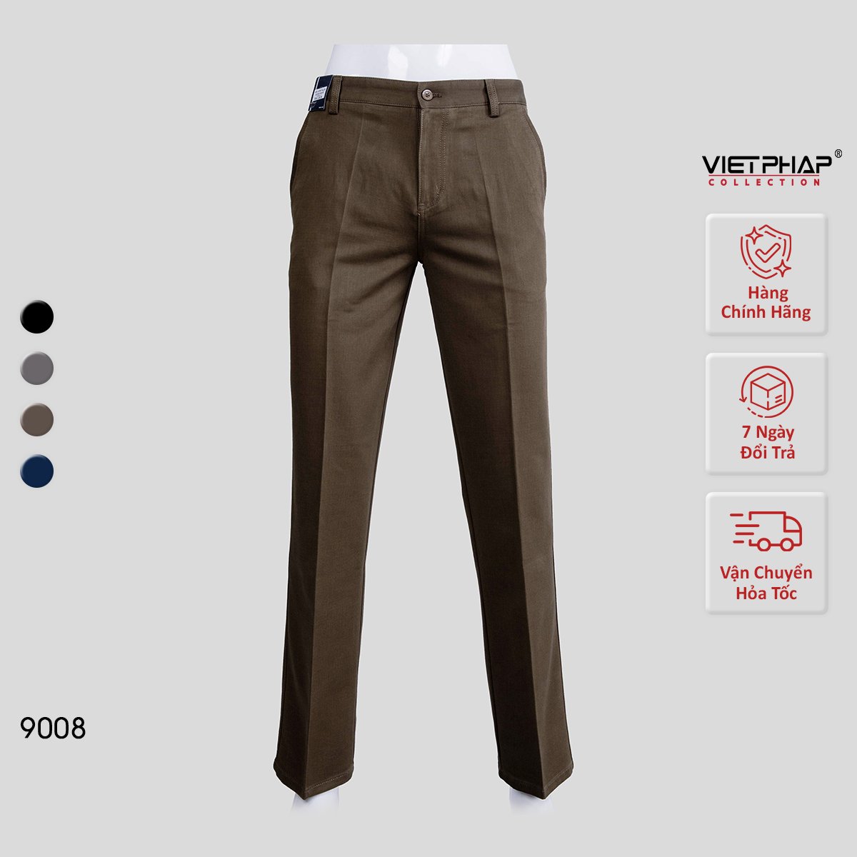 ( BIG SALE) Quần Kaki Nam VIỆT PHÁP Form Classic Không Ly Chất liệu Cao Cấp Chống Nhăn, Độ Bền Cao 9008