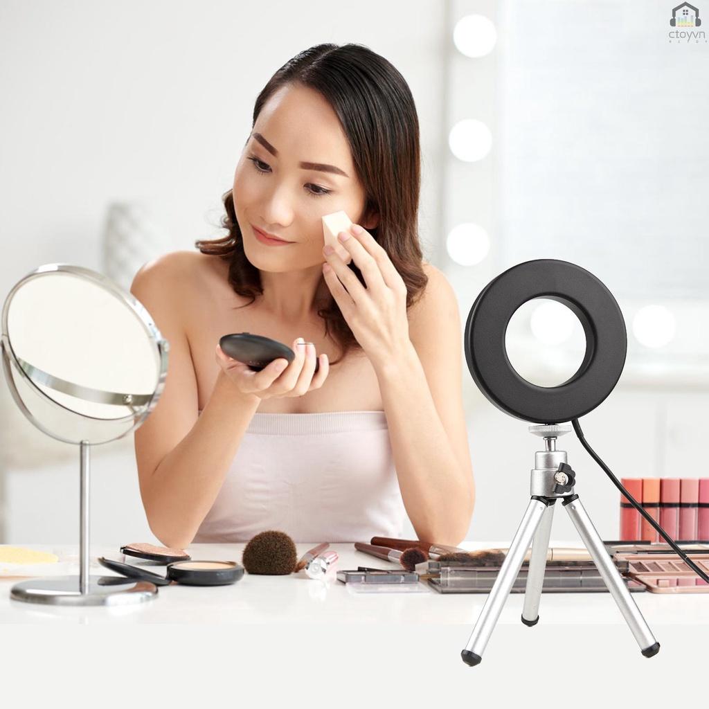 Vòng đèn 3 màu 9CM/3.5IN có giá đỡ ba chân để bàn 3200K -6000K 10 có thể điều chỉnh độ sáng cho phát sóng trực tiếp