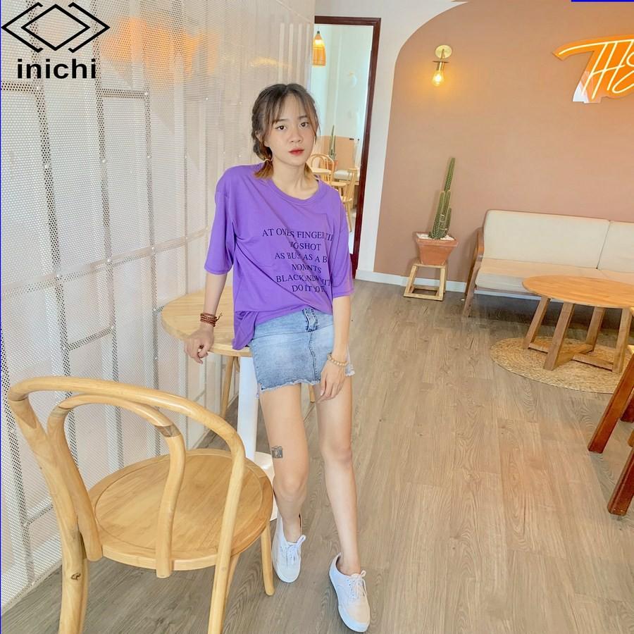 Áo thun tay lỡ form rộng INICHI phong cách Unisex cho cả nam nữ in chữ BIG SHOT - IC630 màu hồng