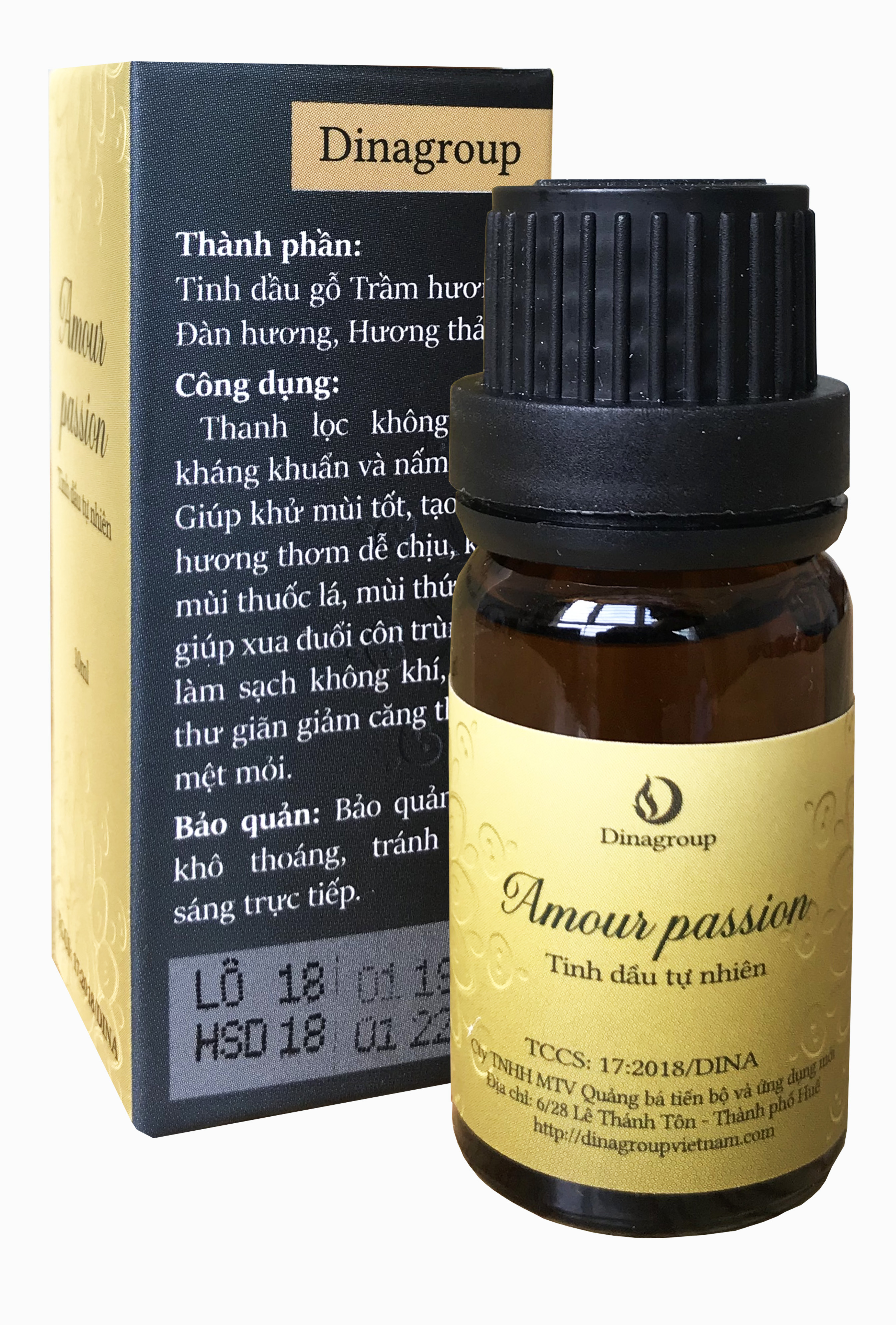 Tinh dầu Gỗ Amour Passion thiên nhiên DINA - 10ml - chiết xuất gỗ trầm hương, đàn hương, hương thảo