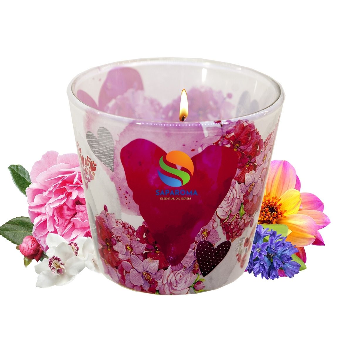 Ly nến thơm tinh dầu Bartek Flowers' Hearts 115g QT00669 - hoa păng xê, nến trang trí, thơm phòng, thư giãn, hỗ trợ khử mùi (giao mẫu ngẫu nhiên)