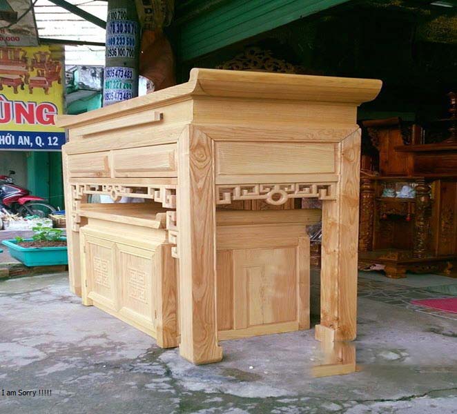 Combo bộ bàn Tủ thờ gỗ sồi mẫu hiện đại