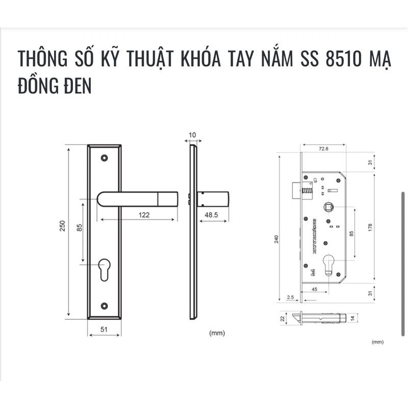 Bộ khóa tay gạt SS8510 mạ đồng đen HUY HOÀNG