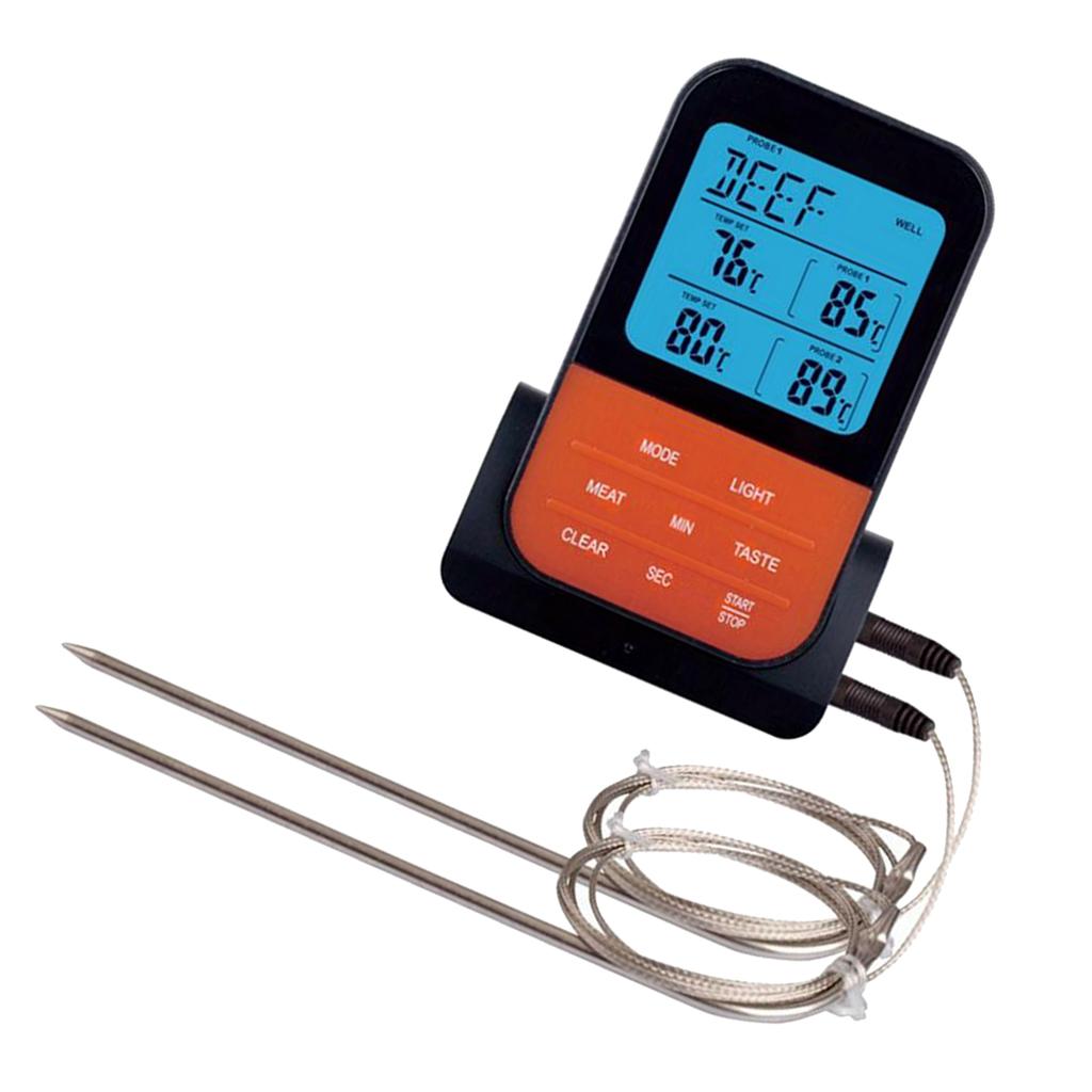 Wireless Meat BBQ Thermometer Remote Cooking Food Digital Grill Thermometer with Dual Probes for Oven Smoker Grill BBQ Thermometer