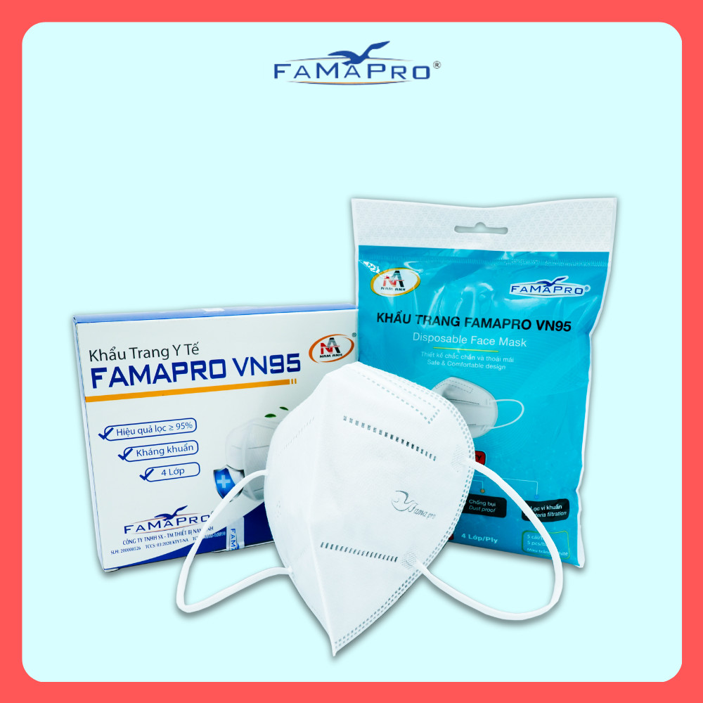 [HỘP - FAMAPRO VN95] - Khẩu trang y tế kháng khuẩn 4 lớp Famapro VN95 đạt chuẩn N95 (10 cái/ hộp)