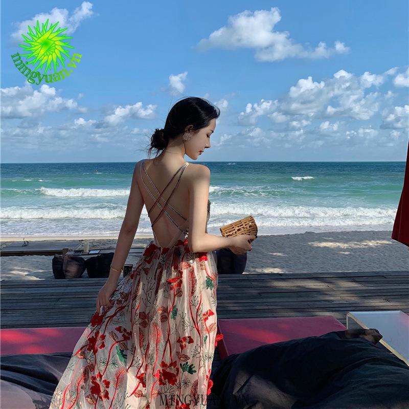 Đầm Dây Nữ Cộc Tay Cổ Chữ V Bó Sát Quyến Rũ