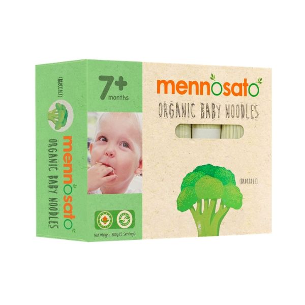 Mì sợ rau củ hữu cơ cho bé vị bông cải xanh 200gr Men No Sato - Organic Baby Noodle Broccoli