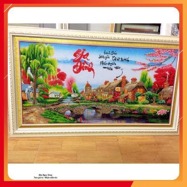 Tranh Đính Đá PHONG CẢNH GIA ĐÌNH. Kích Thước: 1m1 x 61cm